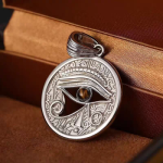 Platinum Wedjat Eye (Horus) with Tiger Eye｜Sacred Protection, Eternal Power